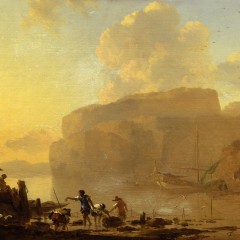 Coastal scene with Crab Catchers by Nicolaes Pietersz Berchem (1658)